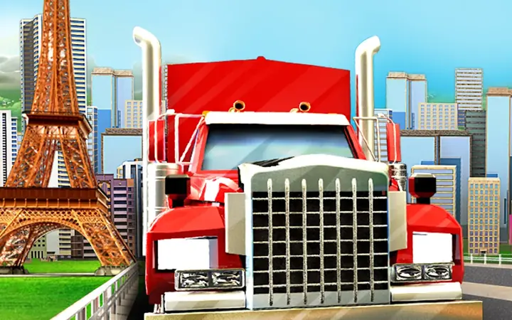 Virtual City Playground: Build screenshot — a delivery truck driving through the built city
